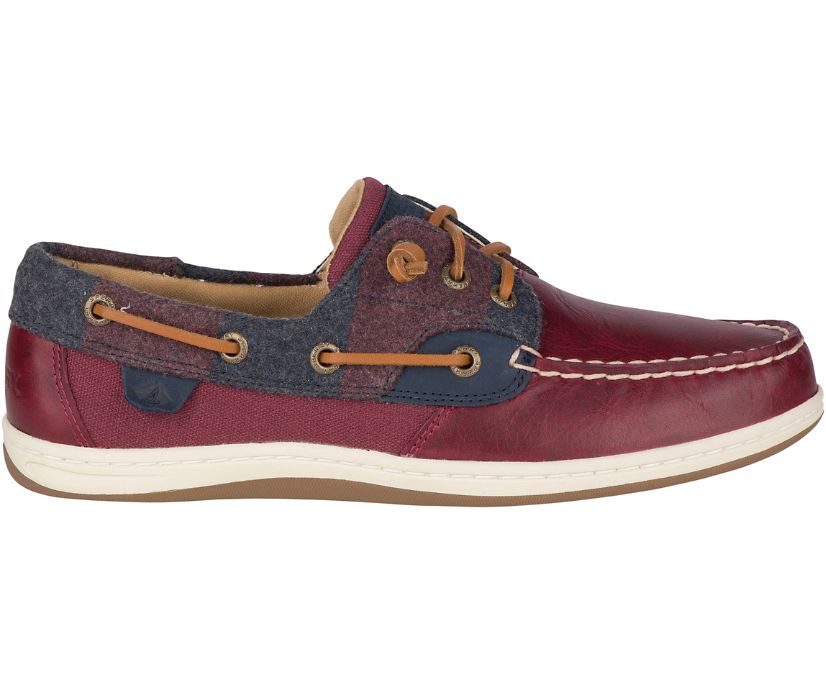Sperry Songfish Varsity Wool Boat Shoes - Women's Boat Shoes - Dark Red/Multicolor [TH3806749] Sperr